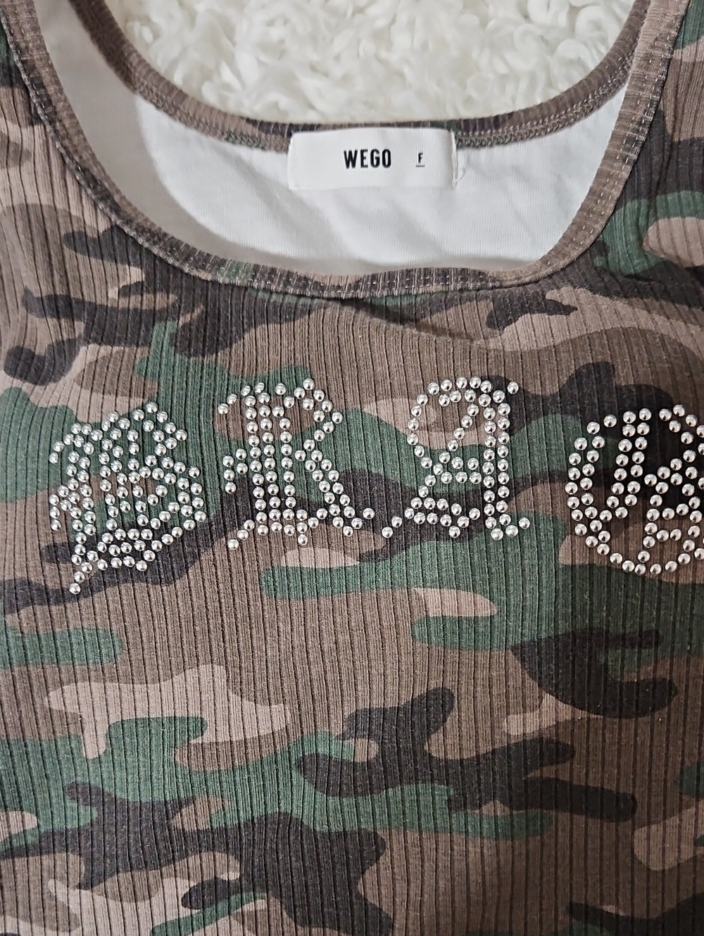 Camo Rhinestone 'BRAG' Ribbed Tank - Picture 3 of 7
